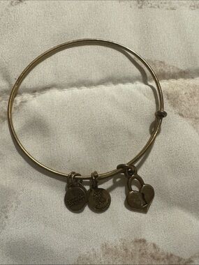 Alex and Ani Gold Heart Lock Charm Bangle Bracelet